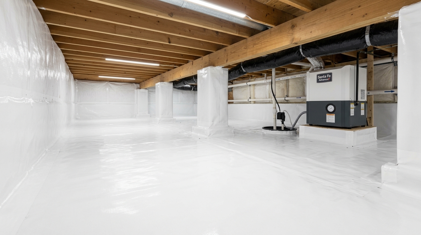 Completed Clean Crawl Space Encapsulation and Moisture Barrier