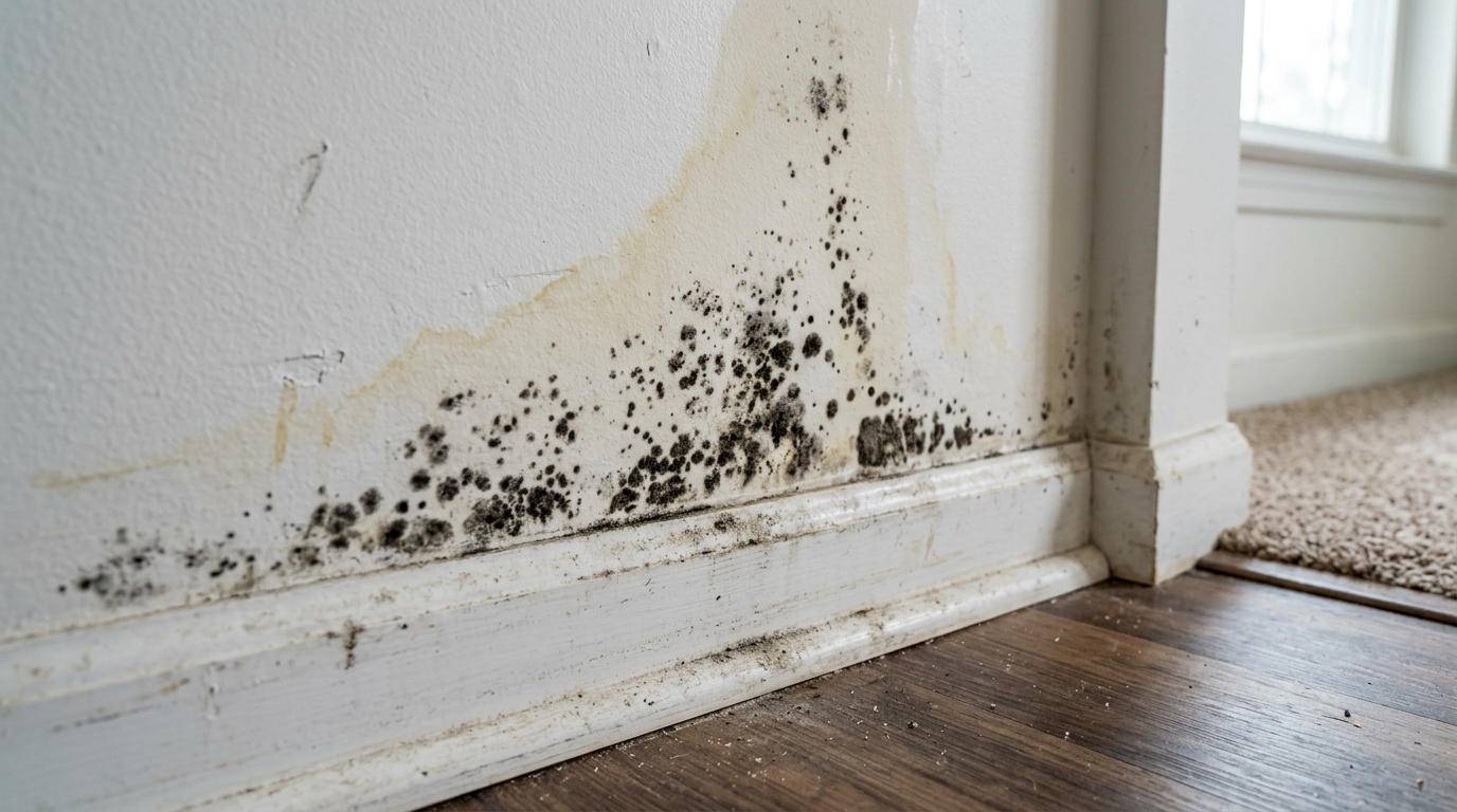 Toxic indoor mold growth on residential walls and framing